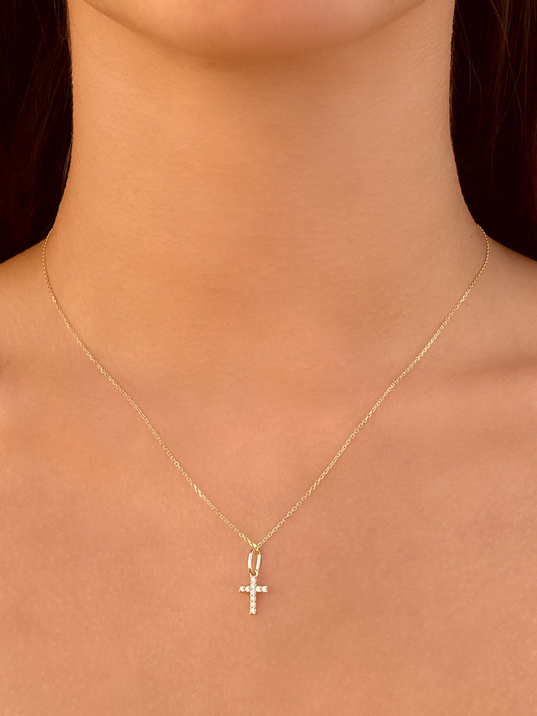 Collar Dorado Dije Cruz Oro 14K