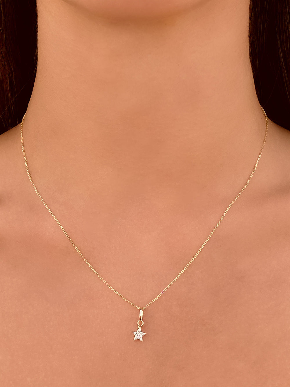 Collar Dorado Dije Estrella Oro 14k