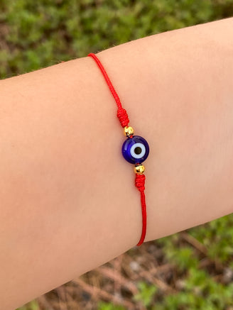 Pulsera Hilo Rojo Con Ojo Azul