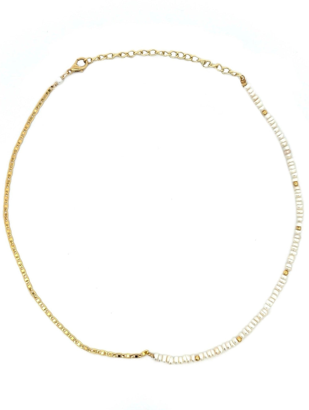 Choker Mitad Perlas y Mitad Cadena Planchada