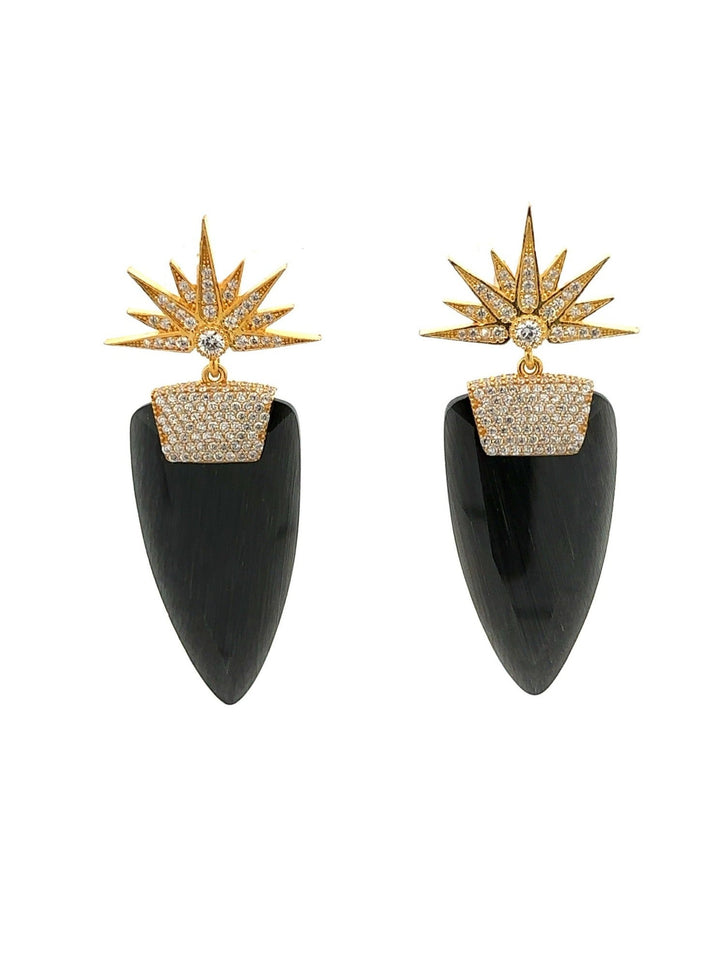 Par Aretes Ojo de Gato Negro