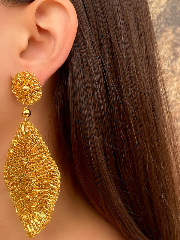 Par Arete Hoja Dorada