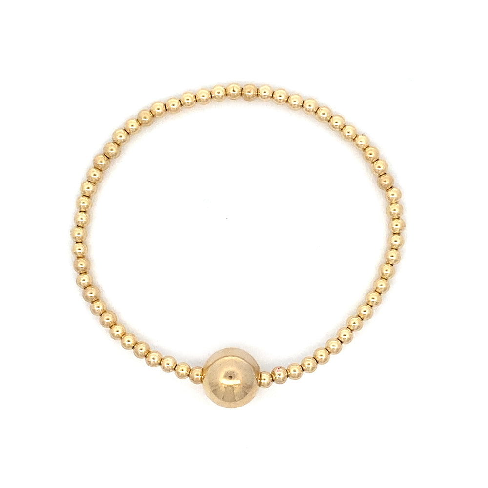 Pulsera Bolitas 3mm y Bolita Grande Gold Filled