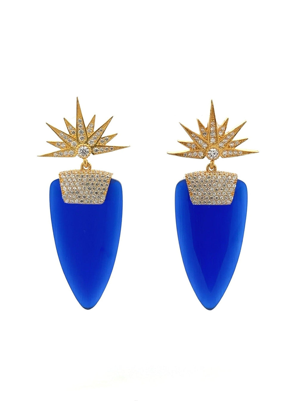Par Aretes Ojo de Gato Azul