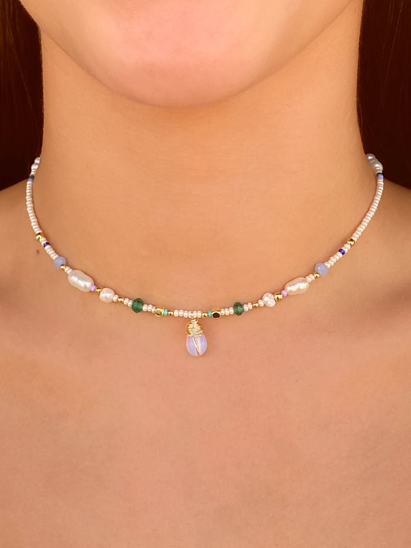 Choker Chaquiras Nude con Piedritas