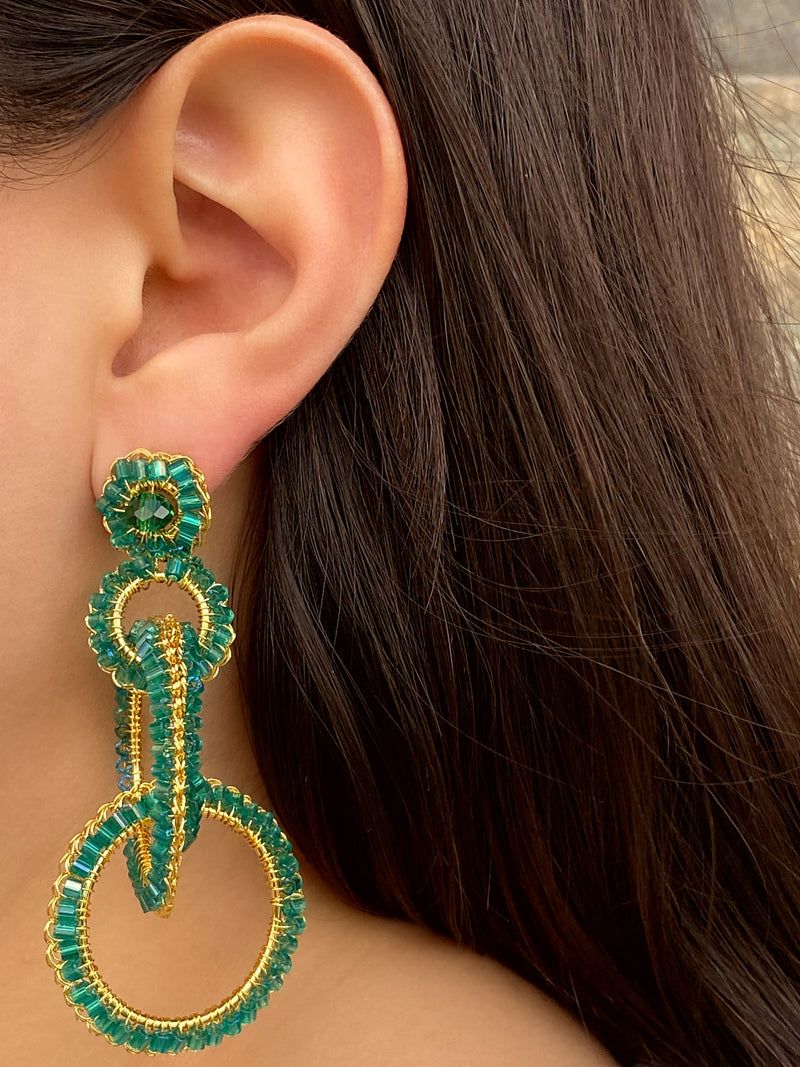 Par Aretes Circulos Verdes