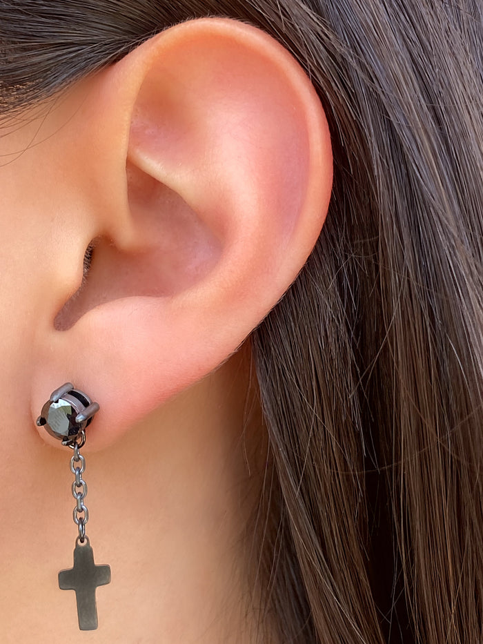Par Aretes Zirconia y Cruz