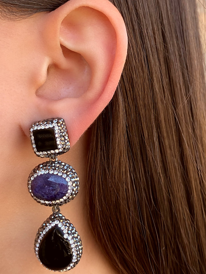 Par Aretes Onix y Zafiro