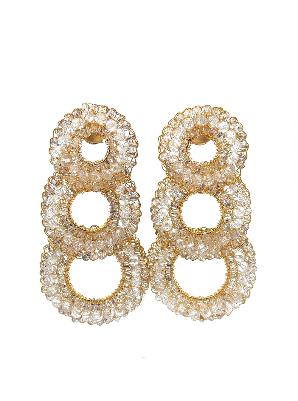 Par Aretes Triple Circulo Dorado