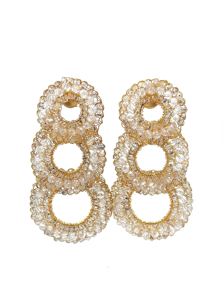 Par Aretes Triple Circulo Dorado