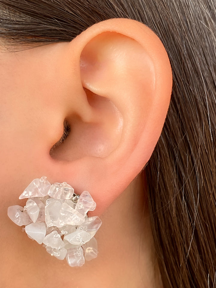 COLECCION INDIA PAR MINI  PIEDRITAS TRANSPARENTES PLATEADO