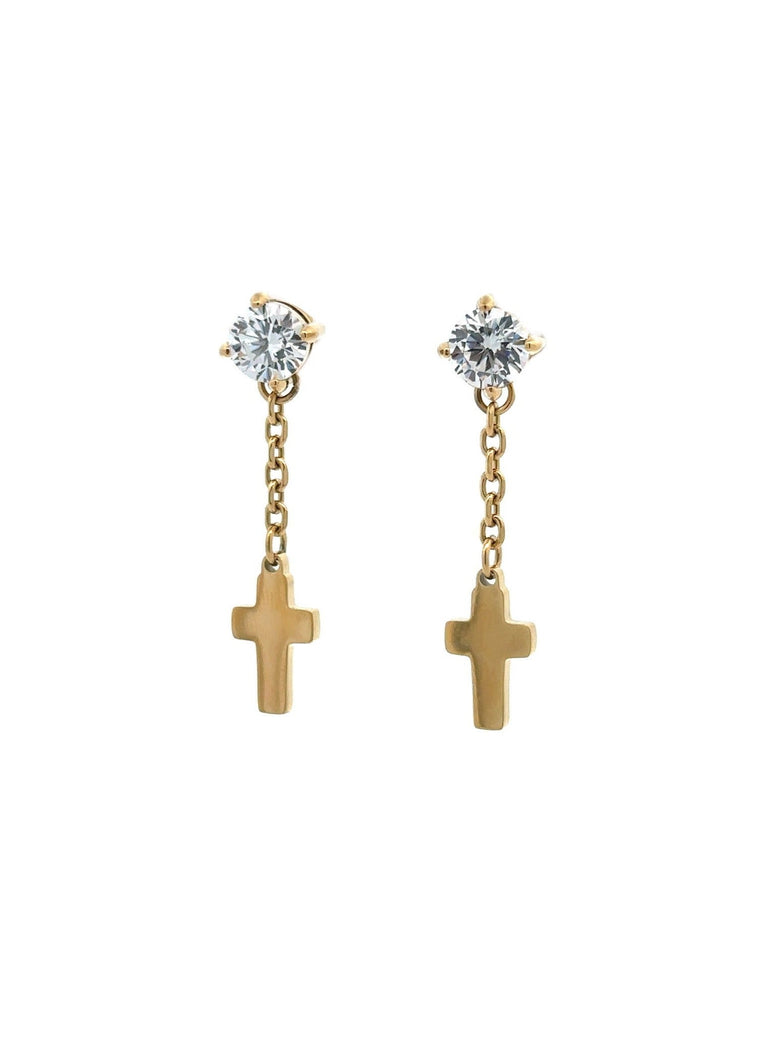 Par Aretes Zirconia y Cruz