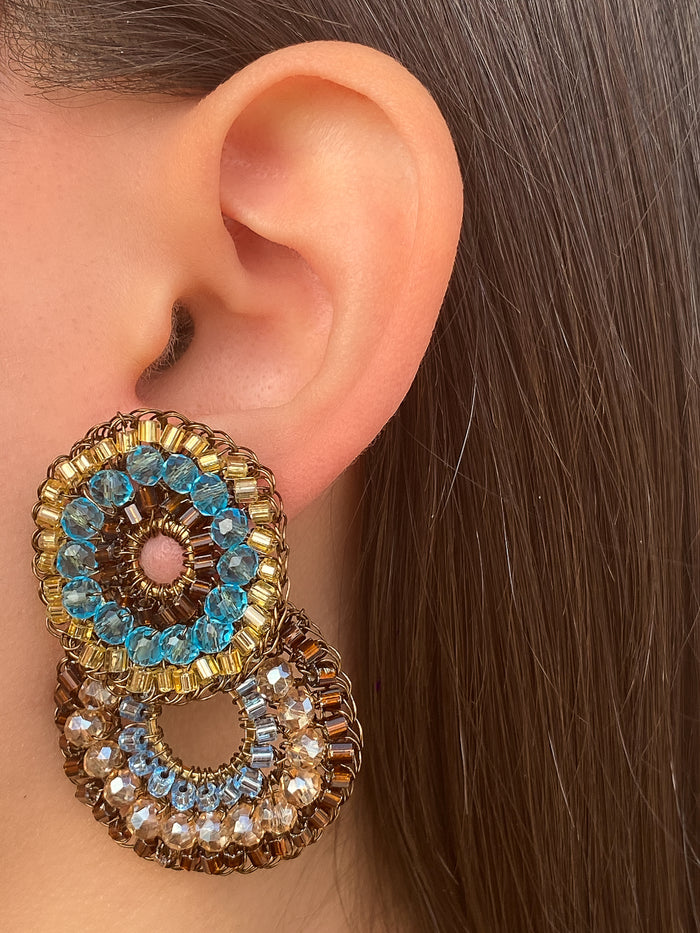 Par Aretes Círculos Cafe y Azul