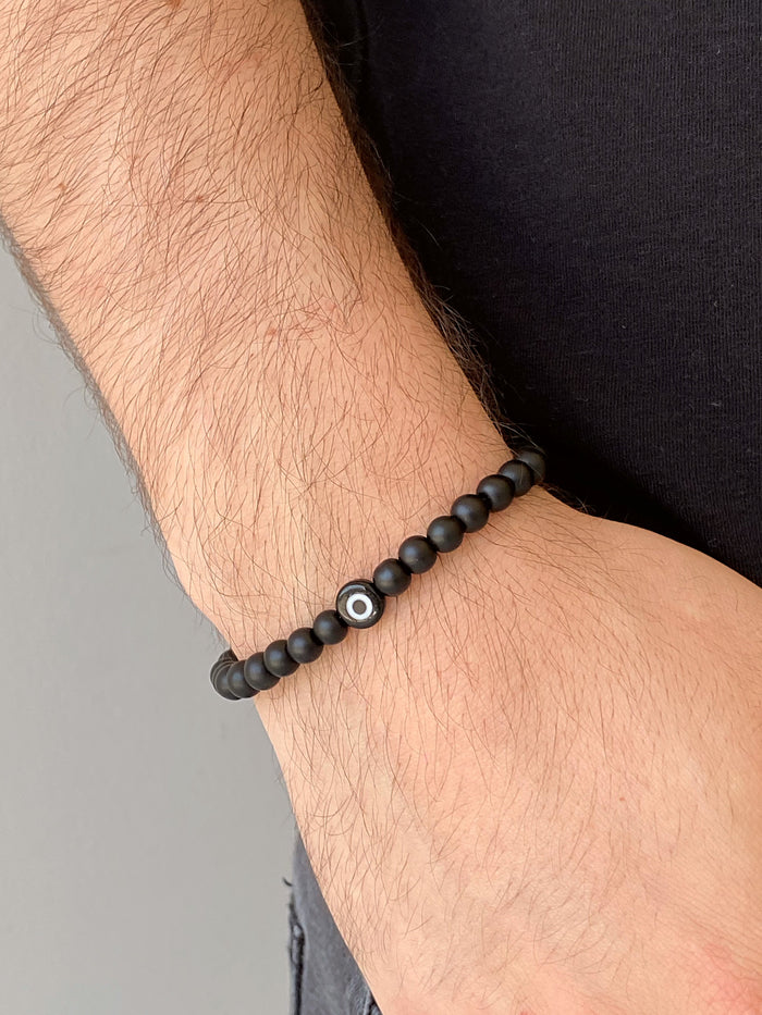 Pulsera Bolitas Negras Con Ojo Negro