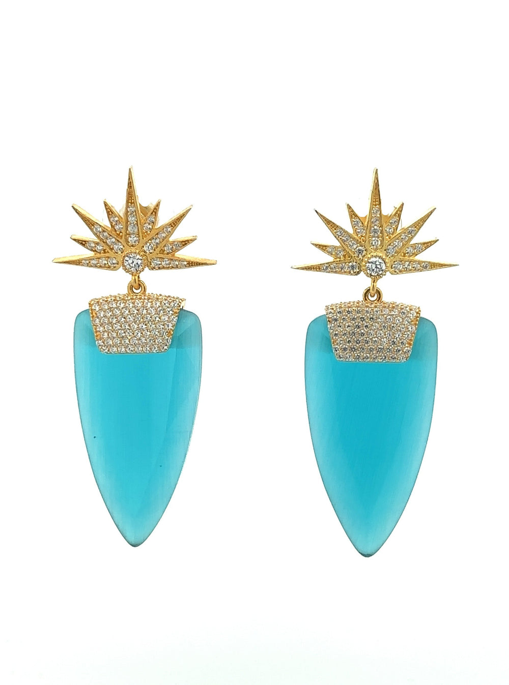 Par Aretes Ojo de Gato Celeste