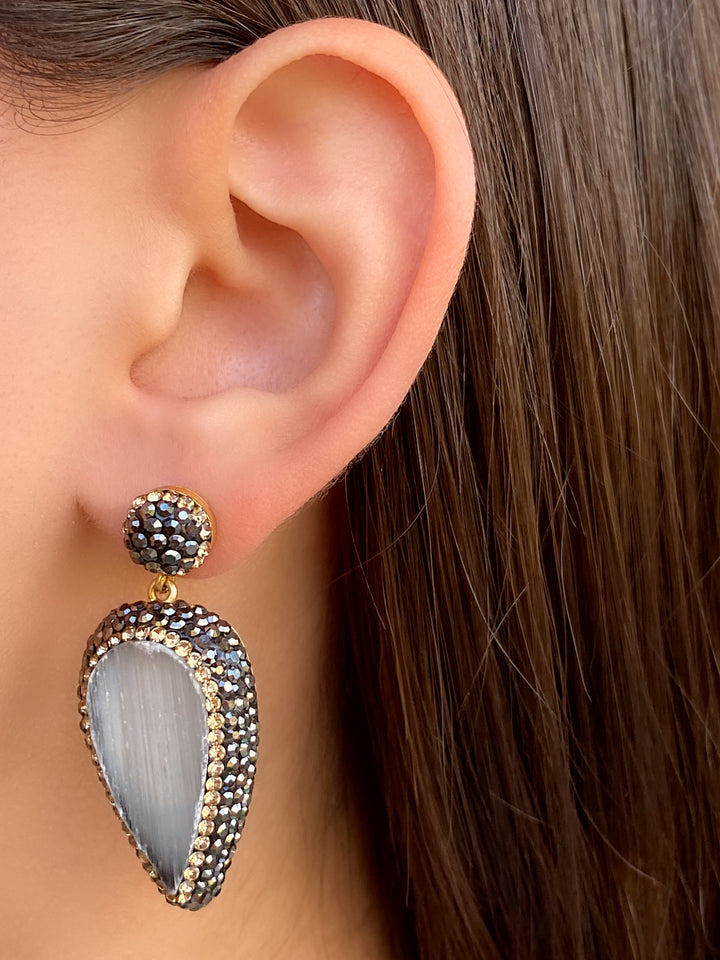 Par Aretes Gota Selenita