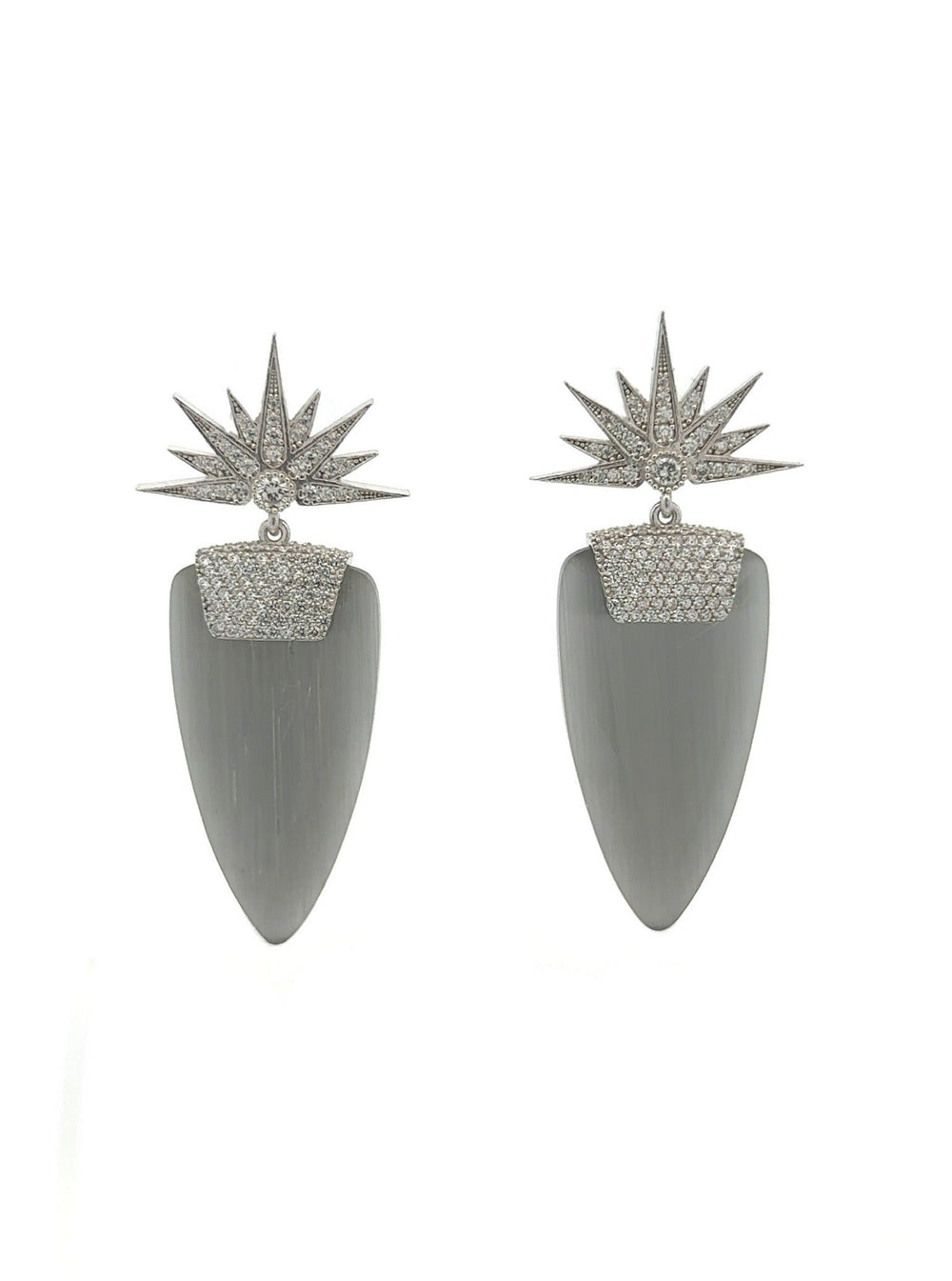 Par Aretes Ojo de Gato Gris