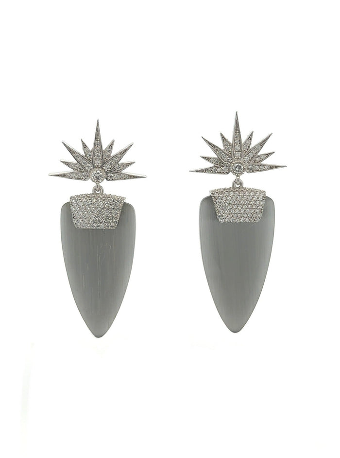 Par Aretes Ojo de Gato Gris