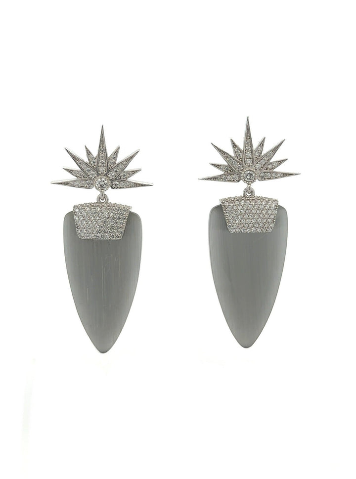 Par Aretes Ojo de Gato Gris