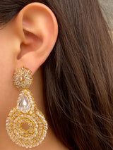 Par Aretes Doble Circulo con Gota