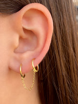 Arracada Doble Lisa con Cadena