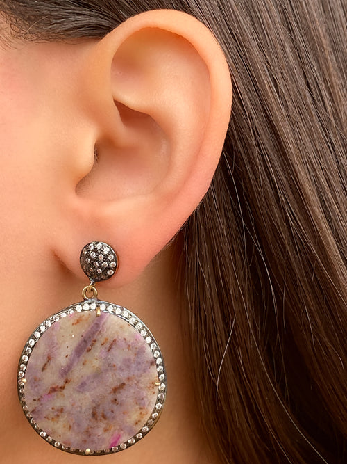 Coleccion India Par Arete Gris y Morado