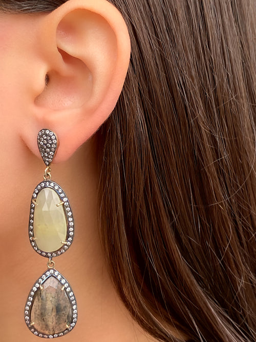 Coleccion India Par Arete Triple Piedra