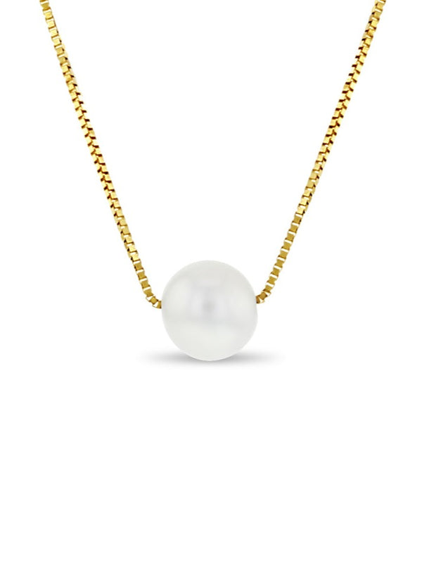 Collar Dorado Dije Perla Oro 14k